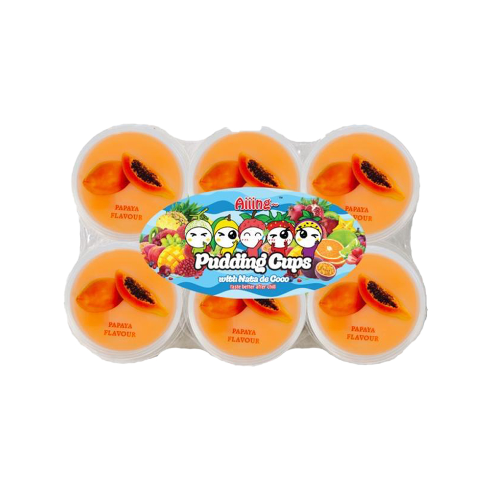 Aiing Papaya Flavour Pudding Cups 110g [Box of 16]